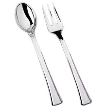 48 Piece Disposable Silverware Set with Polished Plastic Forks and Spoons for Parties and Events