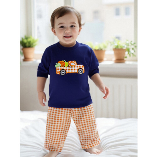 (6-7 Years, Dark Blue) Conjunto de 2 calça xadrez. 2