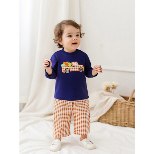 (5-6 Years, Dark Blue) Conjunto de 2 calça xadrez. 2