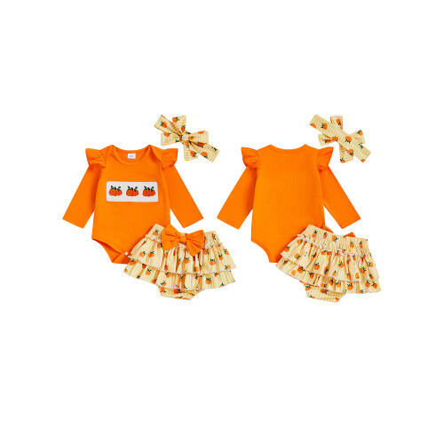 (0-3 Months, Orange) Completo per bambina 3 pezzi. 1