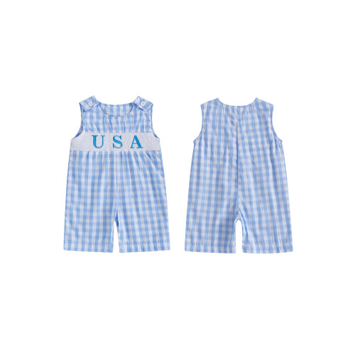 (12-18 Months, Blue) Macacão infantil para com bordado. 1