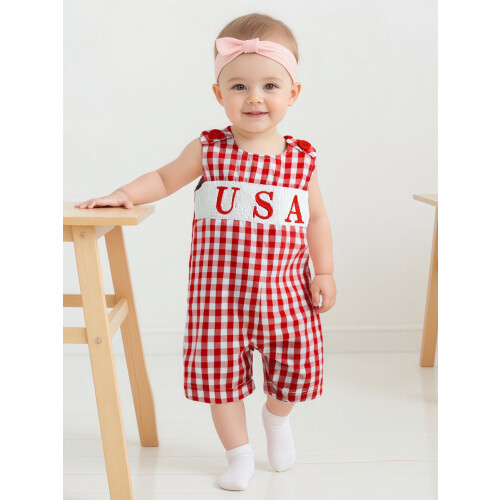 (0-3 Months, Red) Macacão infantil para com bordado. 2