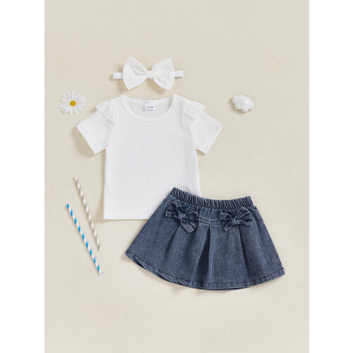 (6-9 Months, White) Conjunto de verão e fofa. 2