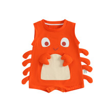(3-6 Months, Red) Tutina per neonati, senza maniche, girocollo, con stampa aragosta, ideale per l'estate, adatta a bambine e bambini.