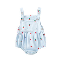 (6-12 Months, Blue) Salopette in jeans senza maniche per neonati, con scollo quadrato e tasche, ideale per maschietti e femminucce.