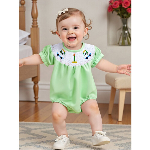 (12-18 Months, Green) Κορμάκι γκολφ κοντό μανίκι με κέντημα για νεογέννητα μωρά 2