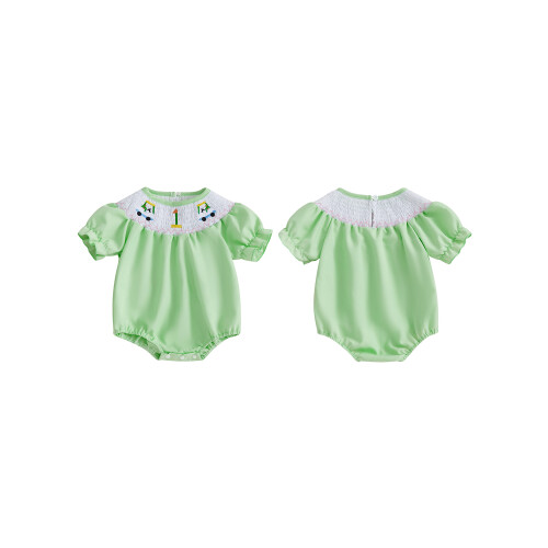 (12-18 Months, Green) Κορμάκι γκολφ κοντό μανίκι με κέντημα για νεογέννητα μωρά 1