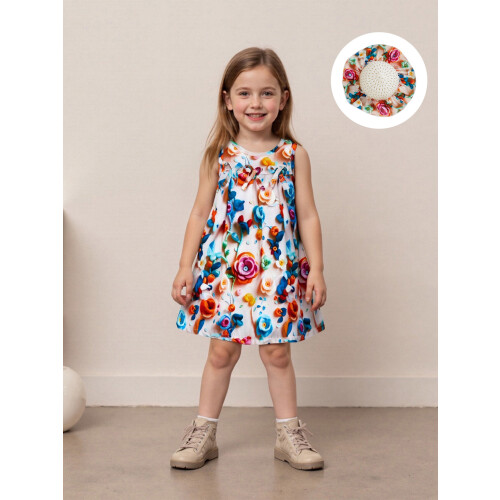 (5-6 Years, Multicolor) Παιδικό Σετ Φόρεμα Στρογγυλή Λαιμόκοψη 1
