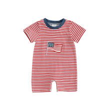 (6-12 Months, Red) Tutina per neonato per il 4 luglio con ricamo americano, maniche corte e scollo rotondo, stile streetwear.