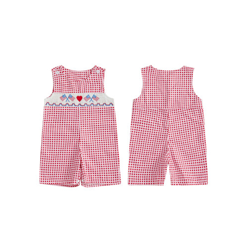 (12-18 Months, Red) Ολόσωμη φόρμα καρό στρογγυλή λαιμόκοψη 1
