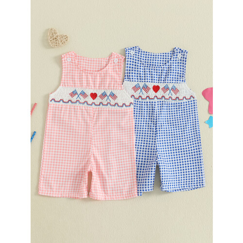 (3-6 Months, Pink) Ολόσωμη φόρμα καρό στρογγυλή λαιμόκοψη 2