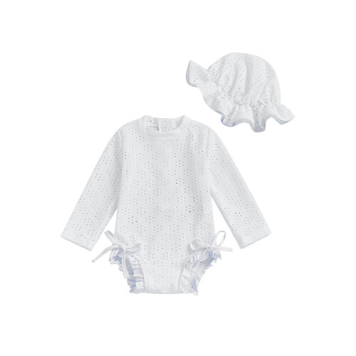 (18-24 Months, White) Μαγιό νήπια, σετ φούσκες, σκουφάκι.