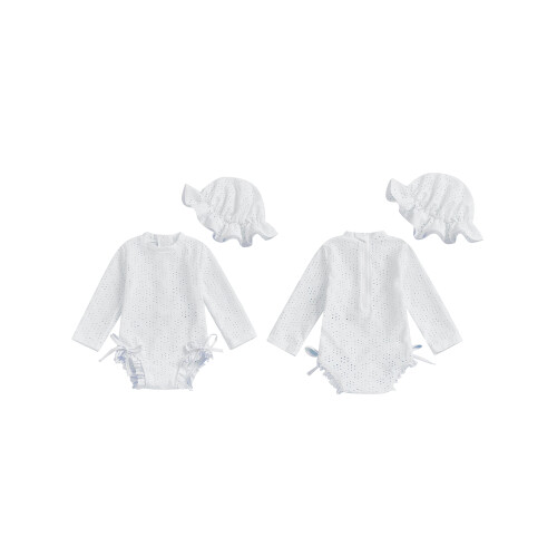 (18-24 Months, White) Μαγιό νήπια, σετ φούσκες, σκουφάκι. 1