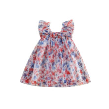 (3-4 Years, Red) Mädchenkleid 4. Juli, Kurzarm, A-Linie, Tüll, Schmetterlings-/Sternenmuster, süße Sommerkleidung für Kleinkinder