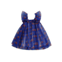 (6-12 Months, Blue) Mädchenkleid 4. Juli, Kurzarm, A-Linie, Tüll, Schmetterlings-/Sternenmuster, süße Sommerkleidung für Kleinkinder