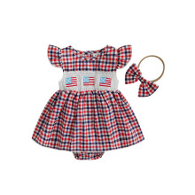 (12-18 Months, Multicolor) Baby-Mädchen Strampler, Kleid, Unabhängigkeitstag Kleidung, Sternenmuster, Sommerbodys, Jumpsuits mit Stirnband