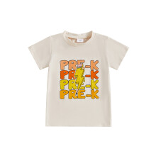 (4-5 Years, Khaki) Jongens T-shirt korte mouwen, ronde hals, letterprint, casual zomertop voor schooljaar.