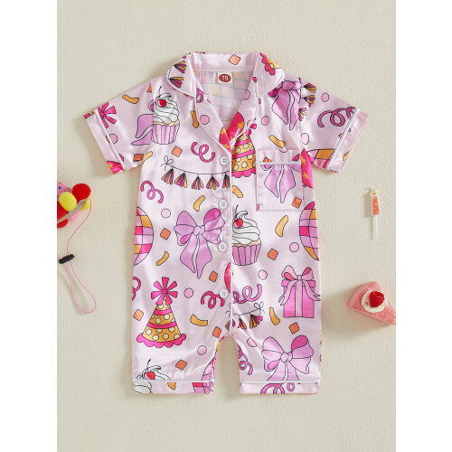(12-18 Months, Pink) Πιτζάμες γενεθλίων για και κουμπιά. 2