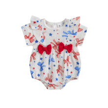 (0-3 Months, Multicolor) Baby Mädchen Strampler Kleid Unabhängigkeitstag Kurzarm Bodysuits mit Stern/Schleife/Eiscreme/Flagge Print