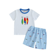(6-7 Years, White) Conjunto de verano (2 piezas).