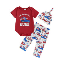 (6-12 Months, Red) Conjunto 3 peças de julho.