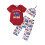 (3-6 Months, Red) Conjunto 3 peças de julho. 1