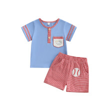 (6-12 Months, Blue) Conjunto de verão 2 peças.