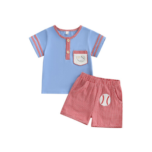 (6-12 Months, Blue) Conjunto de verão 2 peças.