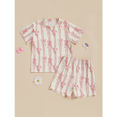 (2-3 Years, Pink) Σετ παιδικών σορτς καλοκαιρινό outfit 2