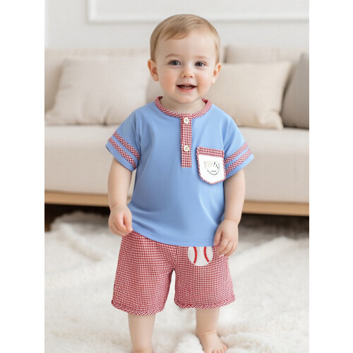 (6-12 Months, Blue) Conjunto de verão 2 peças. 2