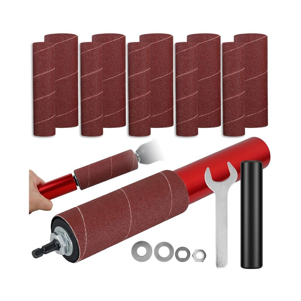 Drum Sander Set,Rubber Sanding Drum Spindle Sander Adapter, With 120 Grit Sandpaper Drum, Sanding Sleeves Power Drill 4711095207255