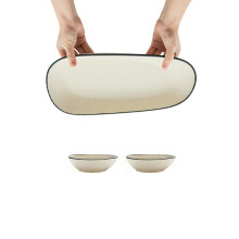 Ceramic Dinnerware Set Fish Shaped Plate with Two Seasoning Dishes Microwave and Dishwasher Safe