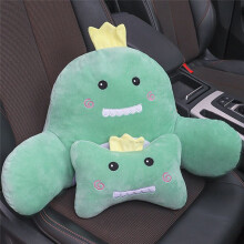 Car Headrest & Lumbar Support Cushion, Cute Dinosaur Car Lumbar Support Pillow and Car Neck Pillow Kit, for Sleep Pillow