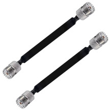 2er-Pack 40 cm -Koaxialkabel, Fenster-/Türdurchführung, Flachkabel, SO239 UHF-Buchse auf UHF-Buchse, 50 Ohm