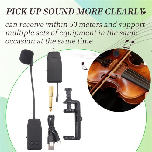 Violin Wireless Microphone Musical Instrument Microphone Stage Performance Audio Receiver and Transmitter Short Clip 1