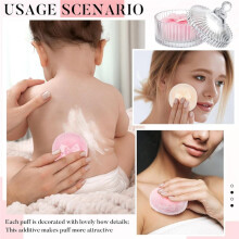 3-Pack Grote Body Puffs en Containers Poedercontainers met Bubble Puffs Kristallen Containers Zacht