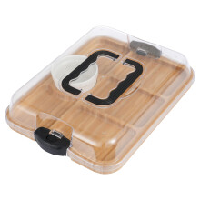 Charcuterie Board with Airtight Lid and Handles, 6 Compartment Bamboo Serving Tray for Picnic Party