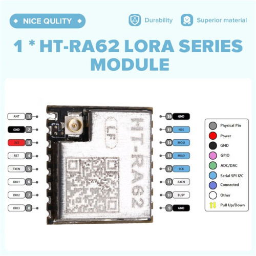HT-RA62 LoRa Series Module SX1262 Secondary Development Supports LoRaWAN Protocol 433-510mhz 1