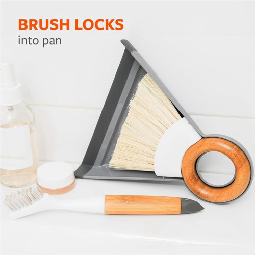 Compact Brush & Dustpan Set, Portable Handheld Broom for Quick Cleanups, Ideal for Home, Bathroom, Kitchen 2
