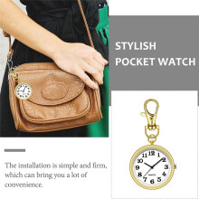 Montre de Poche à Clip Montre de Poche à Quartz avec Boucle à Clé Montre Numérique à Clip pour Infirmières Médecins Or + Blanc