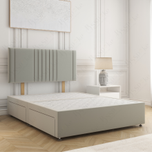 (3ft Single, Silver) Monaco Divan Bed with Plush Velvet 24" Headboard and 2 Storage Drawer Included