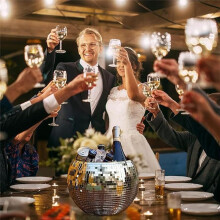 10-Inch Disco Ice Bucket Silver Sparkly Mirror Icebucket for Wine, Drinks, Home Bar Beverage Cooler for Partys