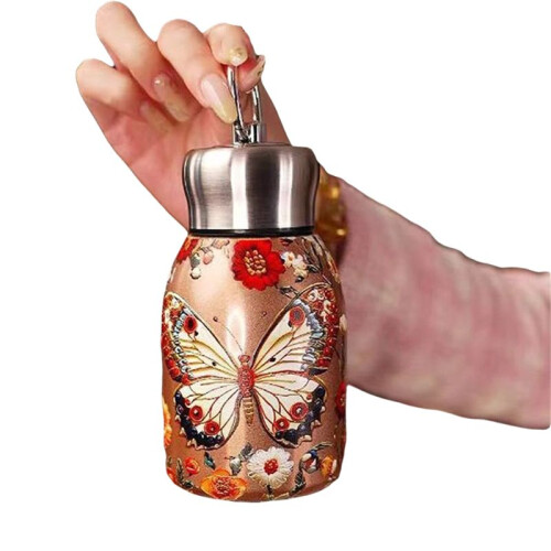 Fatty  Cup Convenient Pull Ring Pocket Cup Simple and Stylish Cup Golden Butterfly
