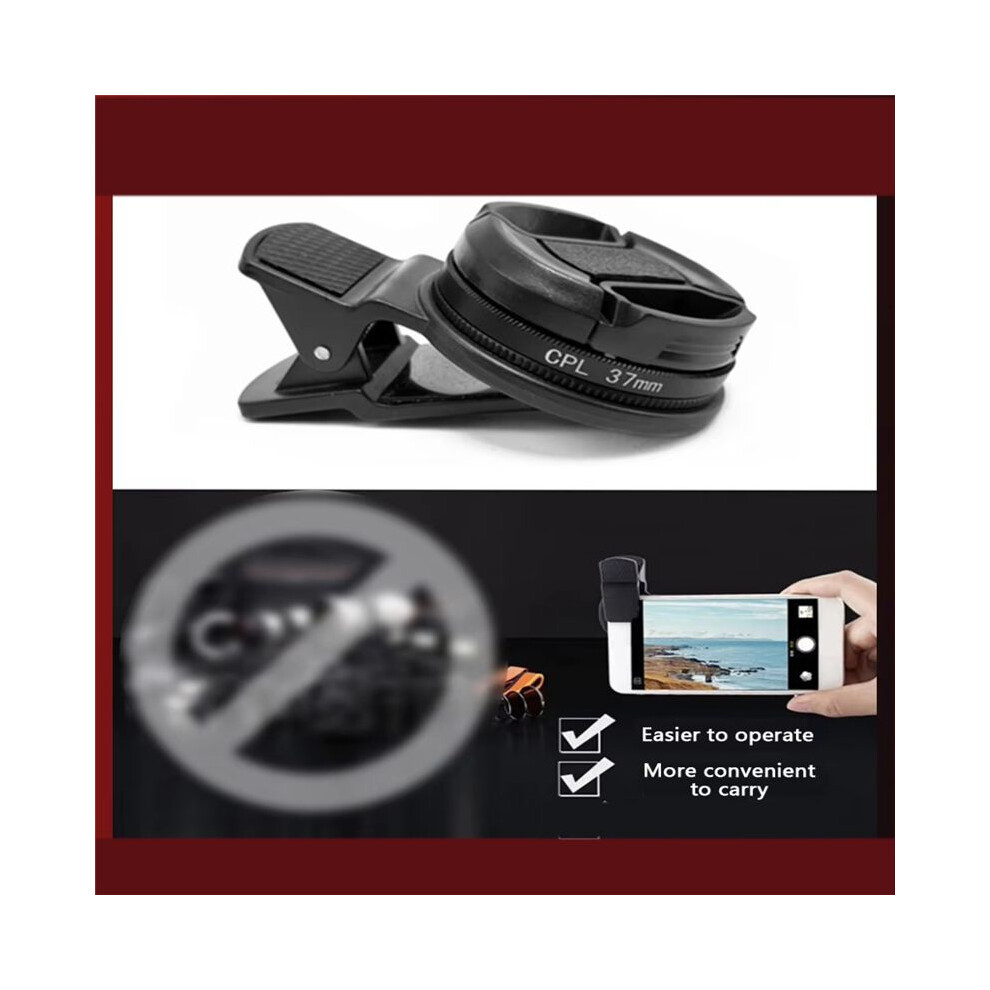 Cpl Filter Lens Portable Circular Polarizer With Phone Clip Enhances Photography By Reducing Glare & Reflections 4711587088409