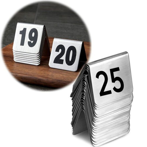 25PCS Restaurant Bar Place Table  Tabletop Number Sign Stackable Table Number Cards Double-Side Black Number 1