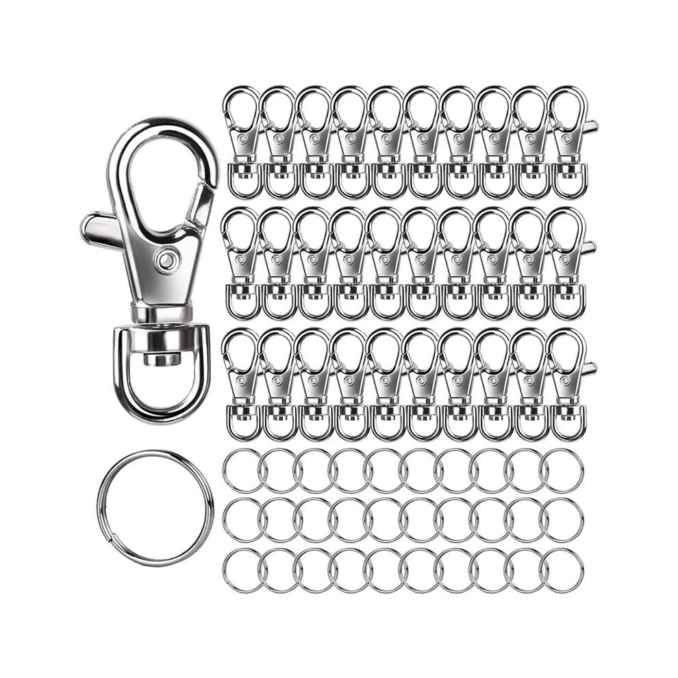Metal Swivel Snap Hooks And Key Rings, 30Pcs Small Lobster Claw Keychains Clasps And 30Pcs Key Chain Ring, 60Pcs 6031329095198