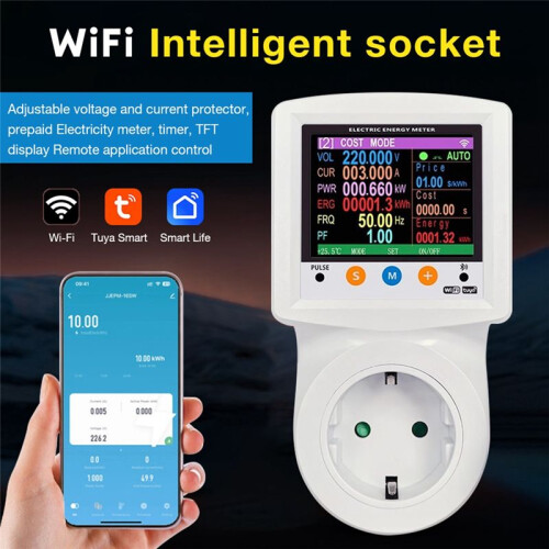 Tuya WIFI  Wattmeter Digital Power Meter Electricity  Meter Voltage Current Protection Timer 2