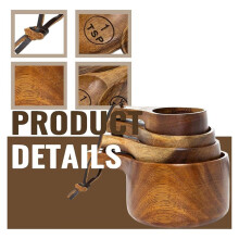 8 Piece Wooden Measuring Cups and Spoons Set for Baking & Cooking - Ideal for Bakers, Home Cook