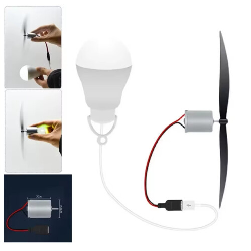 Generator Wind Propeller USB Light Bulb 18cm Propeller Length for Wind Power Generation Teaching Experiment 1