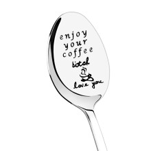 Funny Coffee Spoon with Engraved Message Gift for Friends Girlfriend Sister Long Handle Stainless Steel